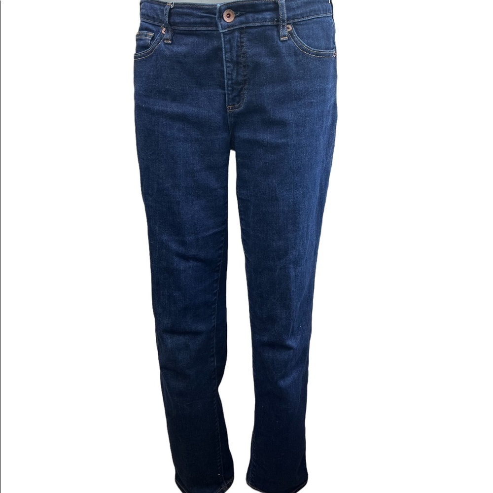 Lands’ End Fit 1 Slim Leg Blue Dark Denim Mid Rise Skinny Stretch Jeans Women 8 - Picture 4 of 15